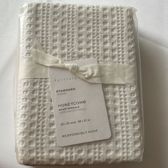 Pottery Barn Honeycomb Cotton Standard Sham in White